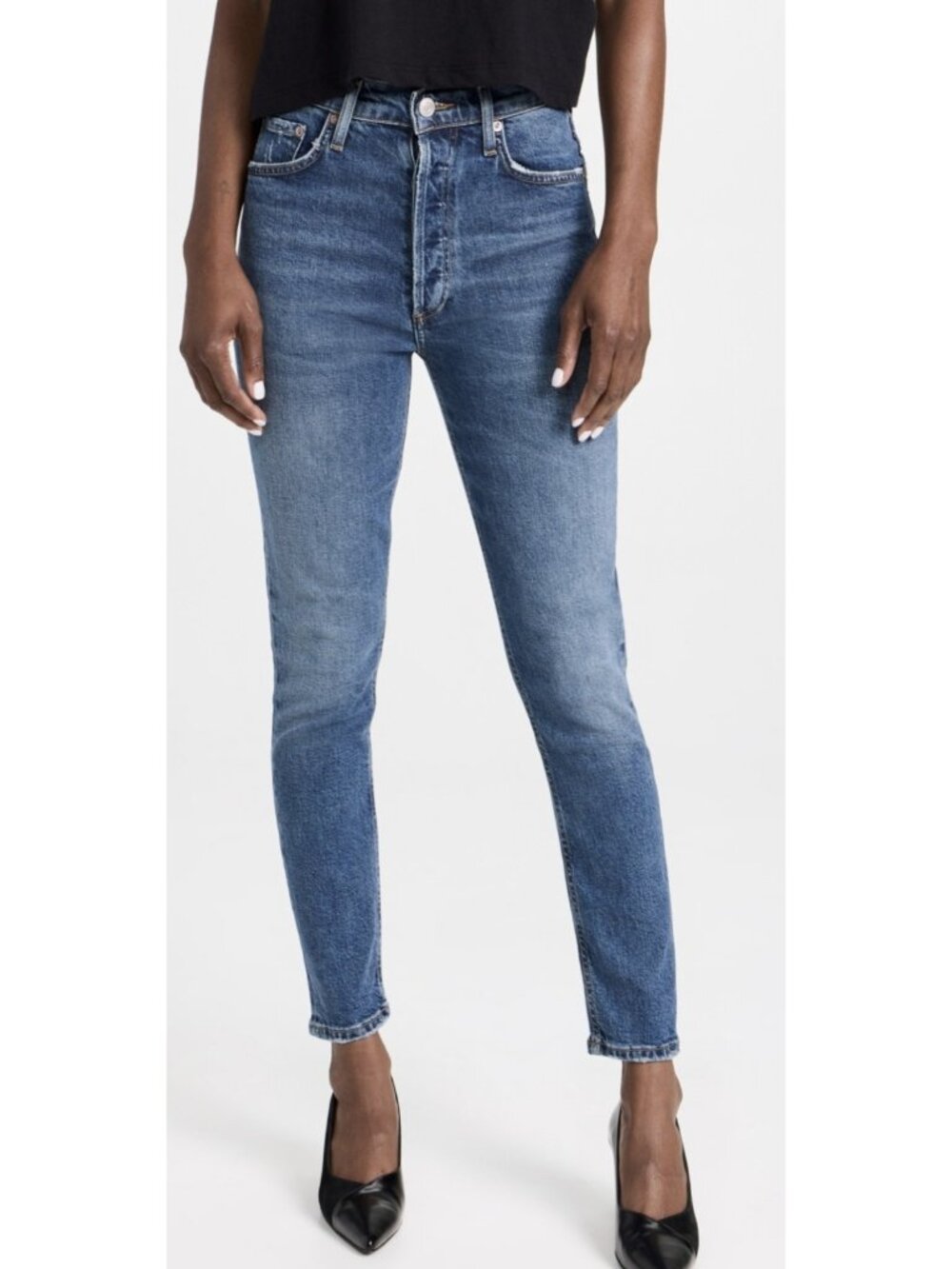 AGOLDE Nico Jeans Women's 25 High Rise Slim Fit Button Fly Dark Wash Denim